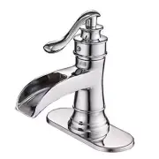 BWE Bathroom Faucet Waterfall Sink Bath Faucets Single Handle Hole Chrome