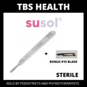 SUSOL Sterile #3 Scalpel Handle for blades 10 11 12 13 14 15 16 | BONUS 15 Blade