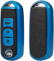 ontto TPU Car Key fob case Cover Fit for Mazda 2 3 6 Atenza Axela Demio CX-5 CX5 CX-3 CX7 CX-9 2015 2016 2017 2018 2019 keyless Entry Remote Key Shell Key Bag Protector Accessories 3 Buttons Blue A