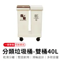 在飛比找momo購物網優惠-【御皇居】分類垃圾桶-雙桶40L(廚房移動式回收垃圾桶)