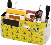 Bedside Storage Caddy For Dorm Bag With Organizer Pockets for Bunk Hospital Beds Dorm Rooms Bed Rails Funny Bees Collect