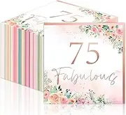 50Pcs 75th Birthday Napkins Fabulous Party Decorations for Rose Gold Floral Theme Dinner Napkins Happy 75 Year Old Birthday Napkin Table Decor Parties Supplies for Women 75th Party Favor Decor