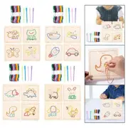 Wooden Lacing Embroidery Board Game Threading Board Toys Fine Motor Skill