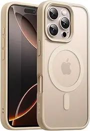 JETech Magnetic Case for iPhone 16 Pro 6.3-Inch Compatible with MagSafe, Translucent Matte Back Slim Shockproof Phone Cover (Desert Titanium)