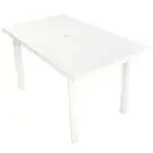 Outdoor Dining Table With Parasol Hole White Weather Resistant Plastic 126cm