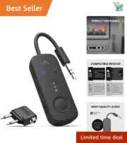 Compact Bluetooth 5.3 Airplane Adapter with 20-Hour Battery for On-the-Go Audio