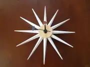 Mid-century Modern Furniture Sun Clock White Retro Style Star Kitchen Wall Clock