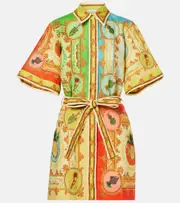 [Alemais] Alémais La Musica printed linen shirt dress UK 16 multicoloured