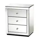 Bedside Table 3 Drawers Mirrored PRESIA Silver Artiss
