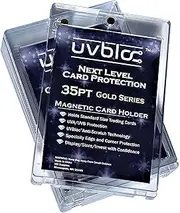 UVBLOC One Touch Card Holder (5 Pack) 35pt Magnetic Baseball Card Sleeves Pro Mold Hard Case Protectors for Trading Football Basketball Sports Pokemon Cards