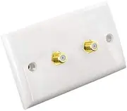 Dual F-Type TV Antenna Flylead Wall Plate Wallplate Socket Outlet Gold Plated