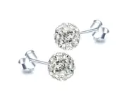 ORO BELLE Sterling Silver Crystal from SWAROVSKI Pave Bubble Earrings