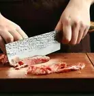 Nakiri Knife Stainless Steel Wood Handle Chef Hammered Slicing Beef Cleaver Cut