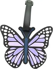 [QFSH] Funny Silicone Luggage Tags Cute Butterfly Suitcase Travel Bag Identifiers Personalized Labels Animal Travel Luggage Baggage Identification Labels ID Tag (Purple)