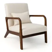 Costway Comfy Accent Chair Unfaded Soft Lounge Chair Upholstered Armchair Beige