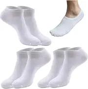 [Hemore] Men's No Show Socks, 3 Pairs Breathable Low Cut Ankle Sock, Anti-Pilling Shallow Boat Socks, Casual Cotton Socks for Summer