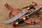 HUNTEX Damascus Blade, 38 cm Long, Horn Handle, Handmade Exotic Arabic Knife