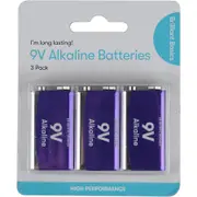 Brilliant Basics 9V Alkaline Batteries 3 Pack