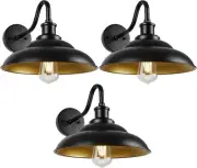 Goosebrite Gooseneck Barn Light Fixtures 12" Dome Large Wall Sconces 3 Pack