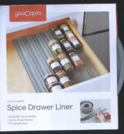 Brand New YouCopia Spice Drawer Liner 10 ft. Roll Gray Holds 30 + Spice Bottles
