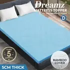 Dreamz 5cm Thickness Cool Gel Memory Foam Mattress Topper Bamboo Fabric Double