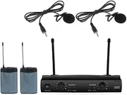 Dual Wireless Lavalier Lapel Microphone System with UHF UT4 Receiver，Ideal for School Stage Theatre