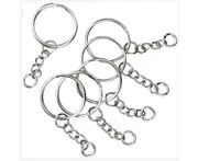 100PCS Key Ring, 25mm Key Ring with Chain Silver Key Ring with Rings