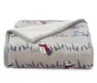 Cuddl Duds Soft Plush Sherpa Snowman Trees Woods Reversible Throw Blanket