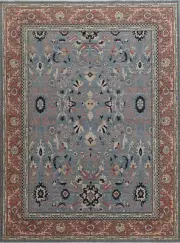 Floral Light Blue Ziegler Turkish 8x10 Area Rug Hand-knotted Traditional Carpet
