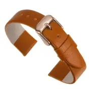 Genuine Leather Band 22mm Flat Leather Watch Strap Brown/Rose Gold Buckle