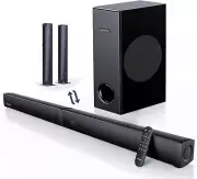 2 in 1 Detachable Soundbar for TV 2.1CH Soundbar with Subwoofer 5 EQ Modes Trebl
