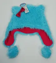 Faux Fur Kids Beanie Hat Warm Knit Hat Fleece Laplander Red Ribbon Sequin Winter