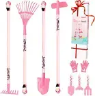 Kids Rake and Shovel Set, 29.6'' Kids Gardening Tools Include Long Rake, Leaf Ra