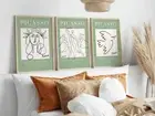 Set Of 3 Pablo Picasso Abstract One Line Drawing Vintage Wall Art Home Decor