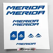 Sticker Set Compatible with Frame Merida New MTB Mountain Bike and Helmet | Sticker Stickers with Logos | Stickersland® (Shiny Blue)