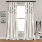 Lush Decor White Circle Dream Window Curtains Taffeta 3D Design 2-Panels
