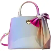 Betsey Johnson Gigi Pastel Faux Patent Leather Triple Entry Satchel Shoulder Bag