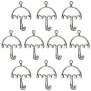 20Pcs Umbrella Shaped Alloy Open Back Bezel Pendants Resin Frame, Black