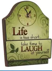 Wall or Desk Clock by Carson Home Accents--Life is too short, Laugh #12013
