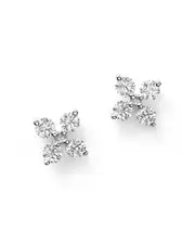 Diamond Small Clover Studs in 14K White Gold, .35 ct. t. w.