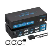 4K@144Hz Displayport KVM Switch 2 Monitors 2 Computers USB3.0 KVM Switch Dual...