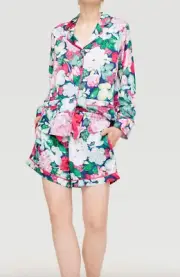 NEW PETER ALEXANDER FLORAL GARDEN POLY SATIN TOP + SHORTS PJ SET M RRP$139.90