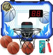 Indoor Basketball Hoop for Kids Over Door LED Scoreboard Remote Control 3 Balls