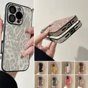 For iPhone 16 Pro Max 15 14 13 12 11 Cute Leopard Print Leather Shockproof Case