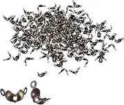400Pcs Open Bead Tips Knot Covers, 1.3mm Metal Clamshell Crimp Fold-Over Calotte Ends Caps for Jewelry Making DIY Crafts (Black)