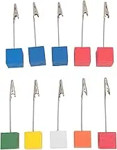 ​10PCS Pine Wood Table Number Stand Set, Rustic Wedding Card Holders with Stainless Steel Clasp for Photo Memo Display​