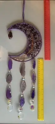 Amethyst Dream Catcher, Handmade with Healing Crystal Stone, Tree of Life. Huge