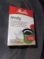Melitta Coffee JavaJig Reusable Coffee Filter System 2 Reusable Cups, 60 Filters