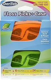 DenTek Floss Picks & Travel Case for On-the-Go, 4 Travel Cases with 6 Floss Picks Each, (Pack of 2)