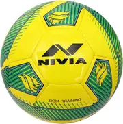 Nivia DOM10 Training PU Football (Yellow, Size 5) - Machine Stitched - 32 Panel - TPU top Layer - Soccer Ball - Butyl Bladder Core